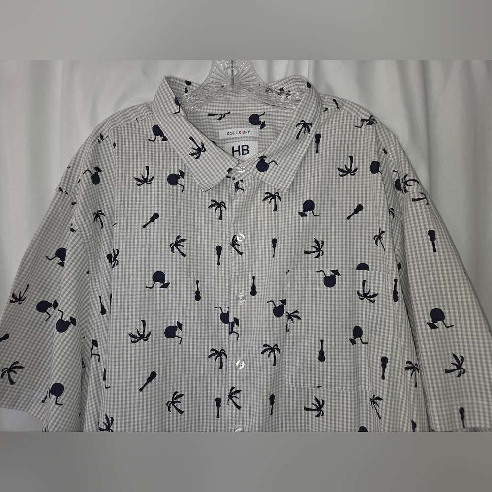 HB Casual Patterned Button Down Shirt Summer Shir… - image 3